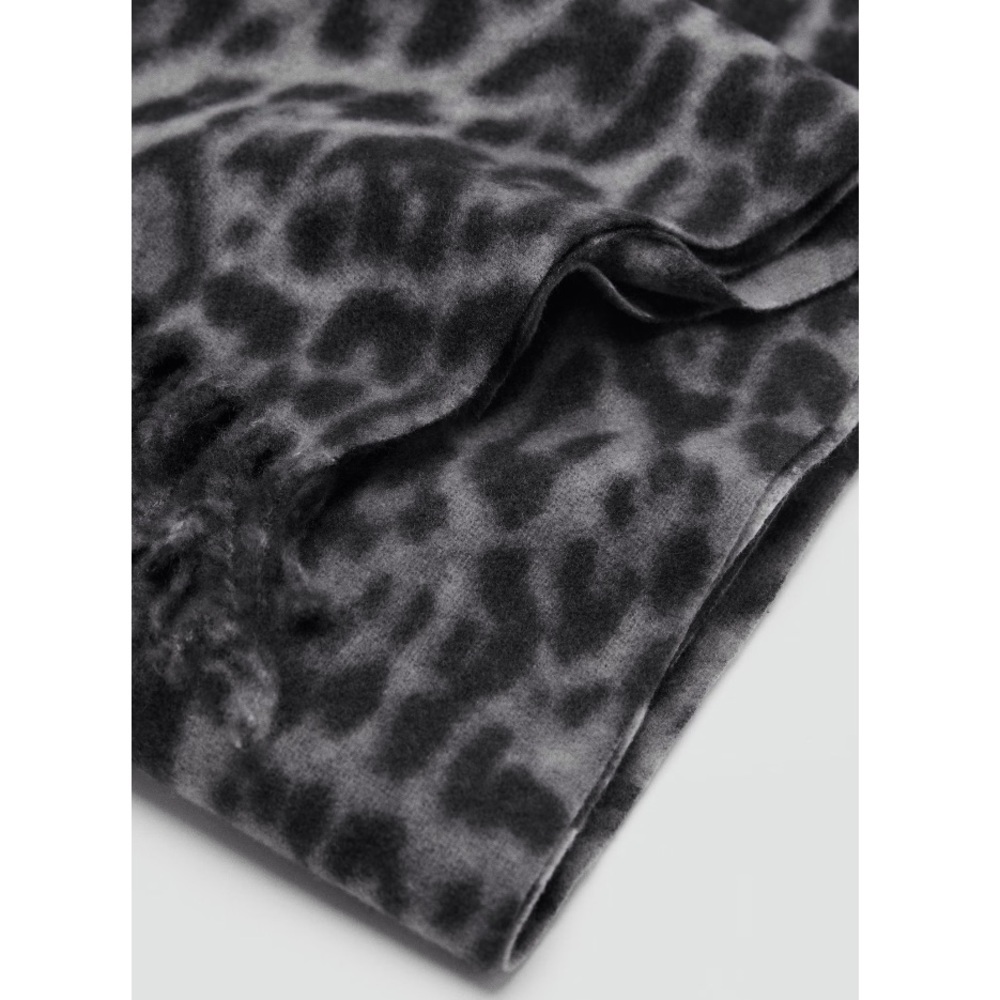 Mango Black and Gray Leopard Print Scarf -Never Worn - Picture 3 of 5